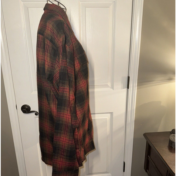 Burnside Men’s Plaid Flannel Shirt Crimson Red Size XL NWT Camping Grunge - Picture 7 of 13